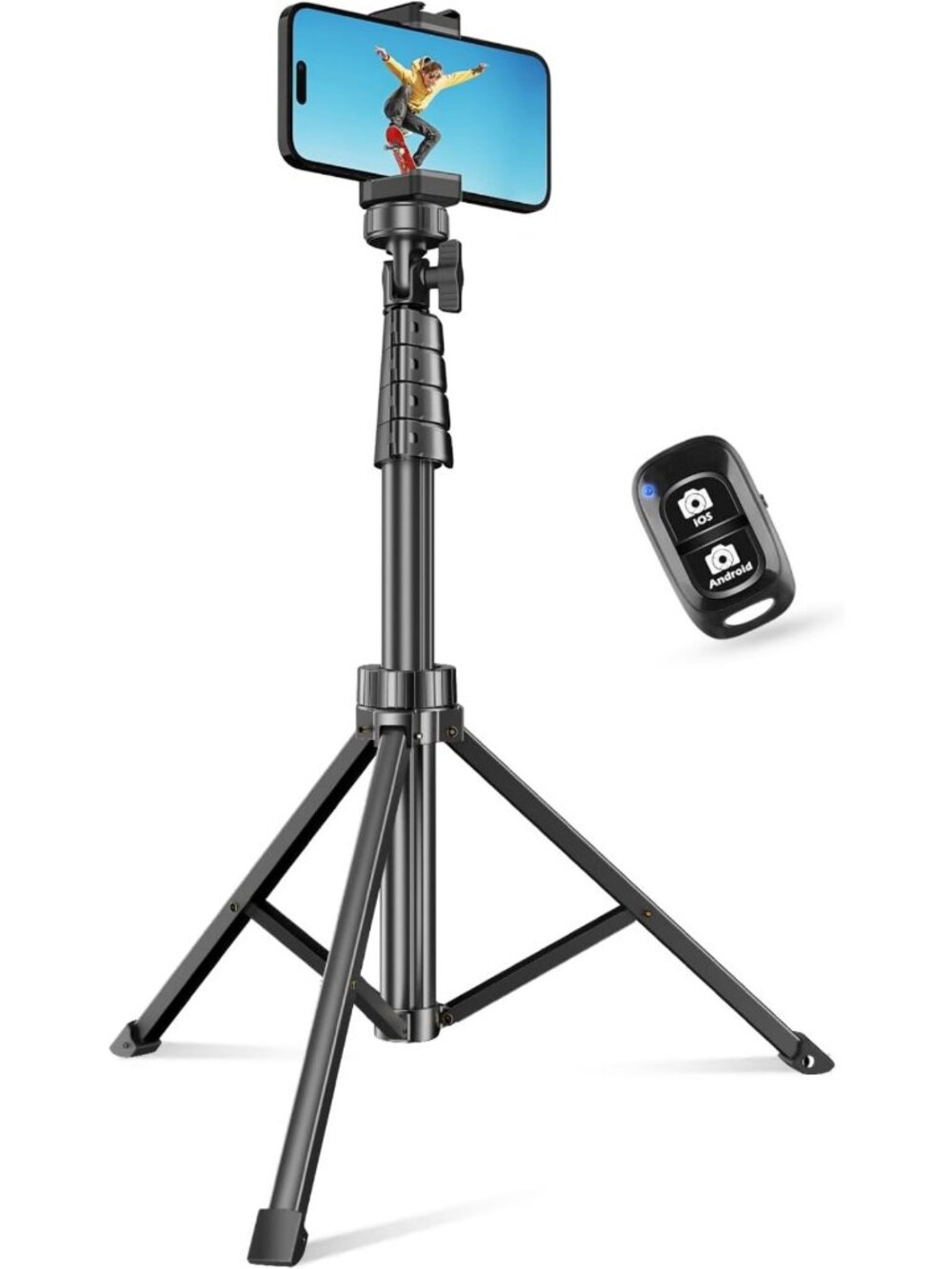 62" Extendable Phone Tripod with Wireless Remote & Holder for Video Recording